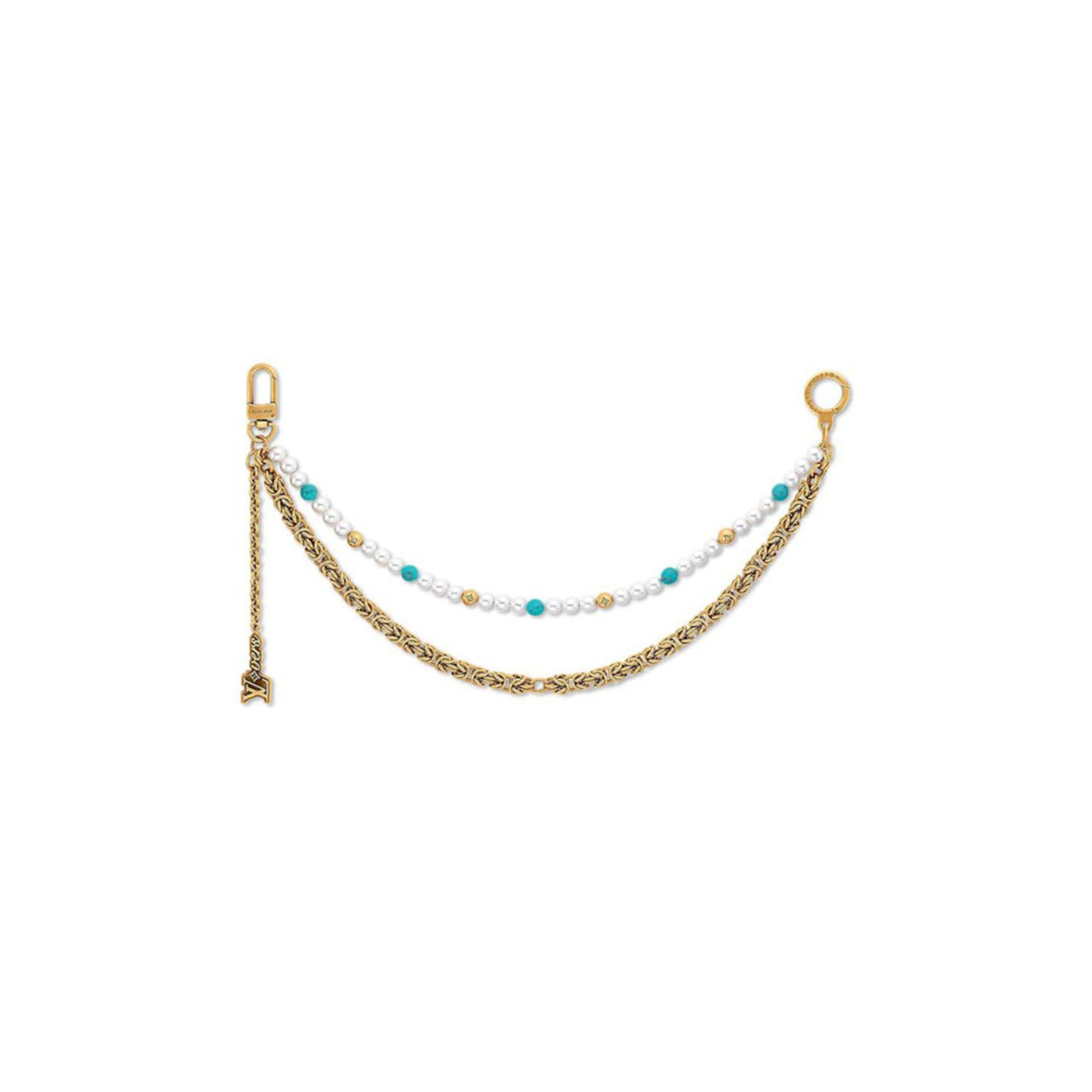 LOUIS VUITTON PEARLS CHAIN BELT AND BAG CHARM M02097